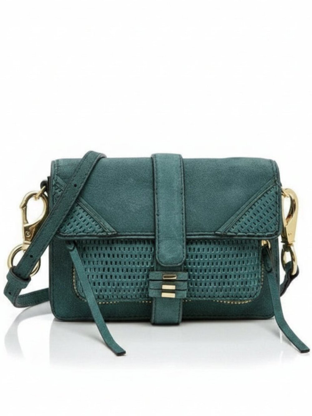 She+Lo Moto Small Green Leather Camera Crossbody Shoulder Bag